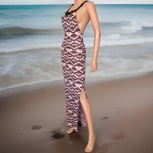 Women's Free People Maxi Dress Small Floral Petal Comb Crochet Racerback Pink